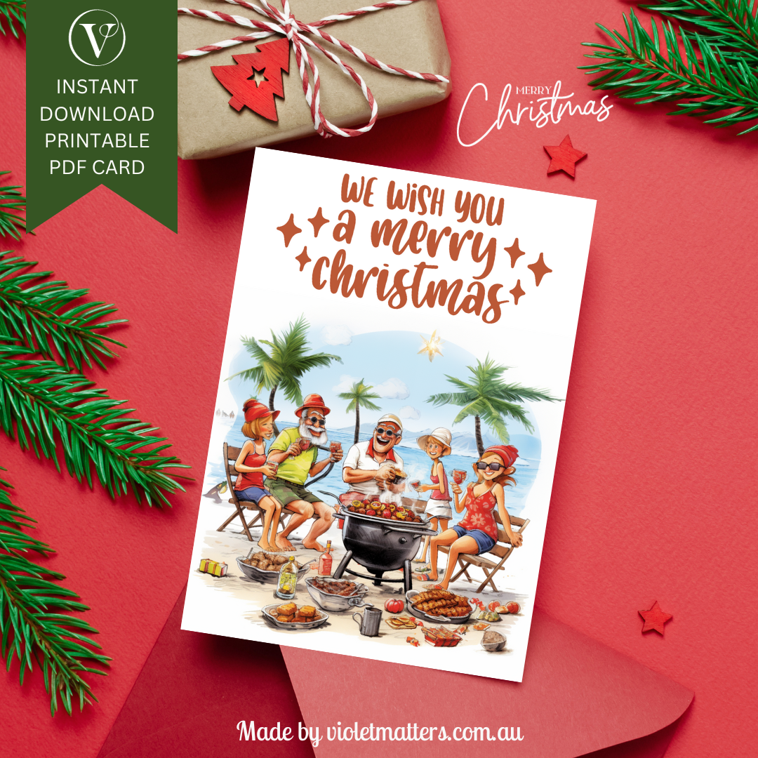 Printable Digital Australian Summer Christmas A5 Card