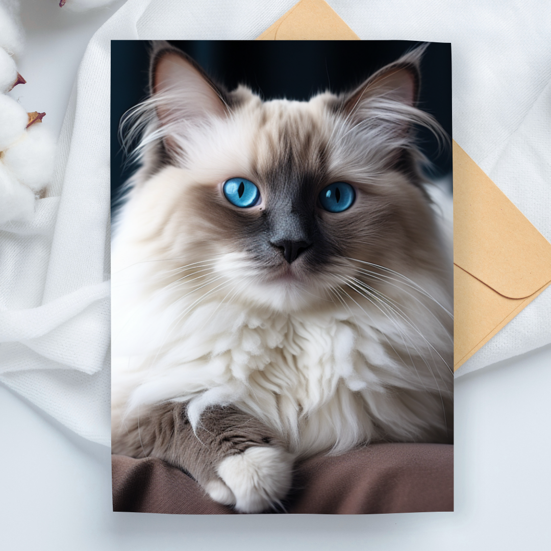 Gorgeous Ragdoll Cat Blank A5 Printable Card