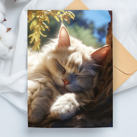 Gorgeous Sleeping Ragdoll Cat Blank A5 Printable Card