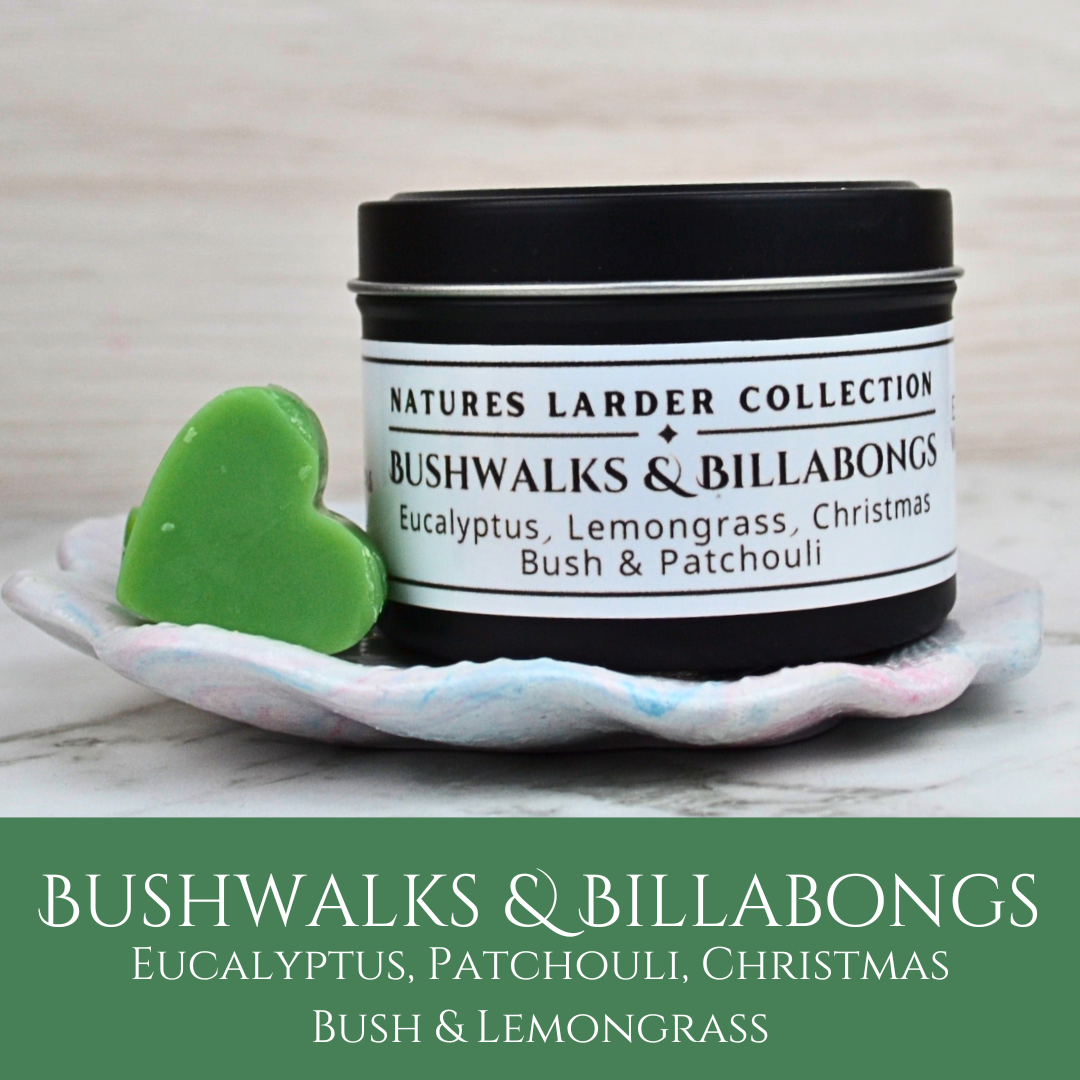 Bushwalks & Billabongs: Eucalyptus, Christmas Bush, Patchouli & Lemongrass - Eco Soy Wax Melt Tin