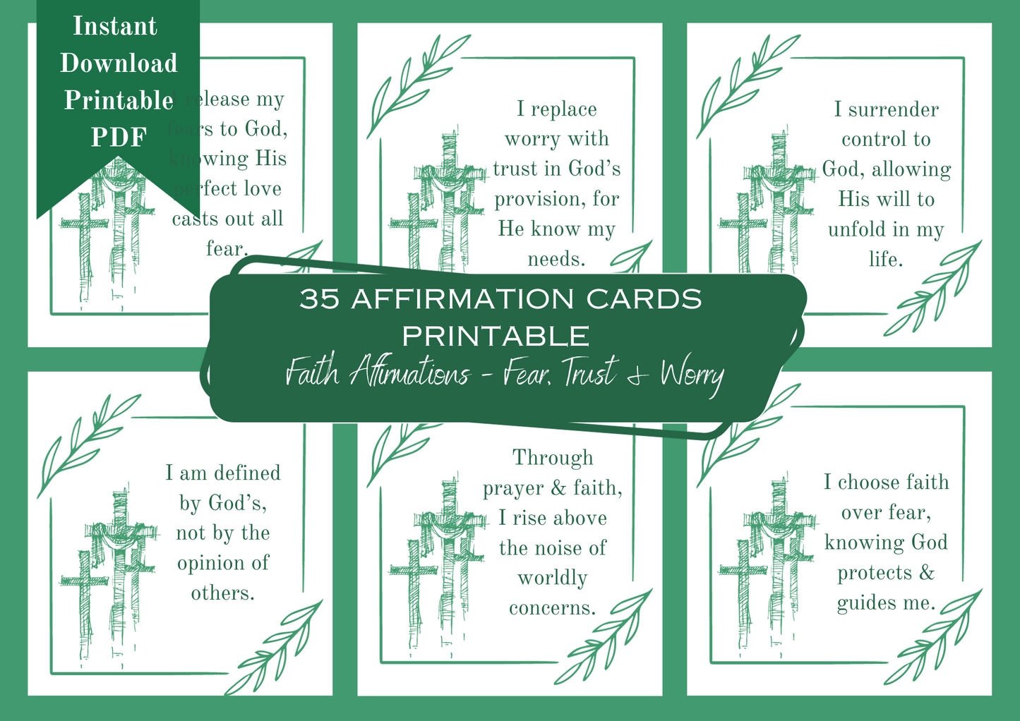 Affirmation Cards Printable - Faith Affirmations, Trust, Fear & Worry