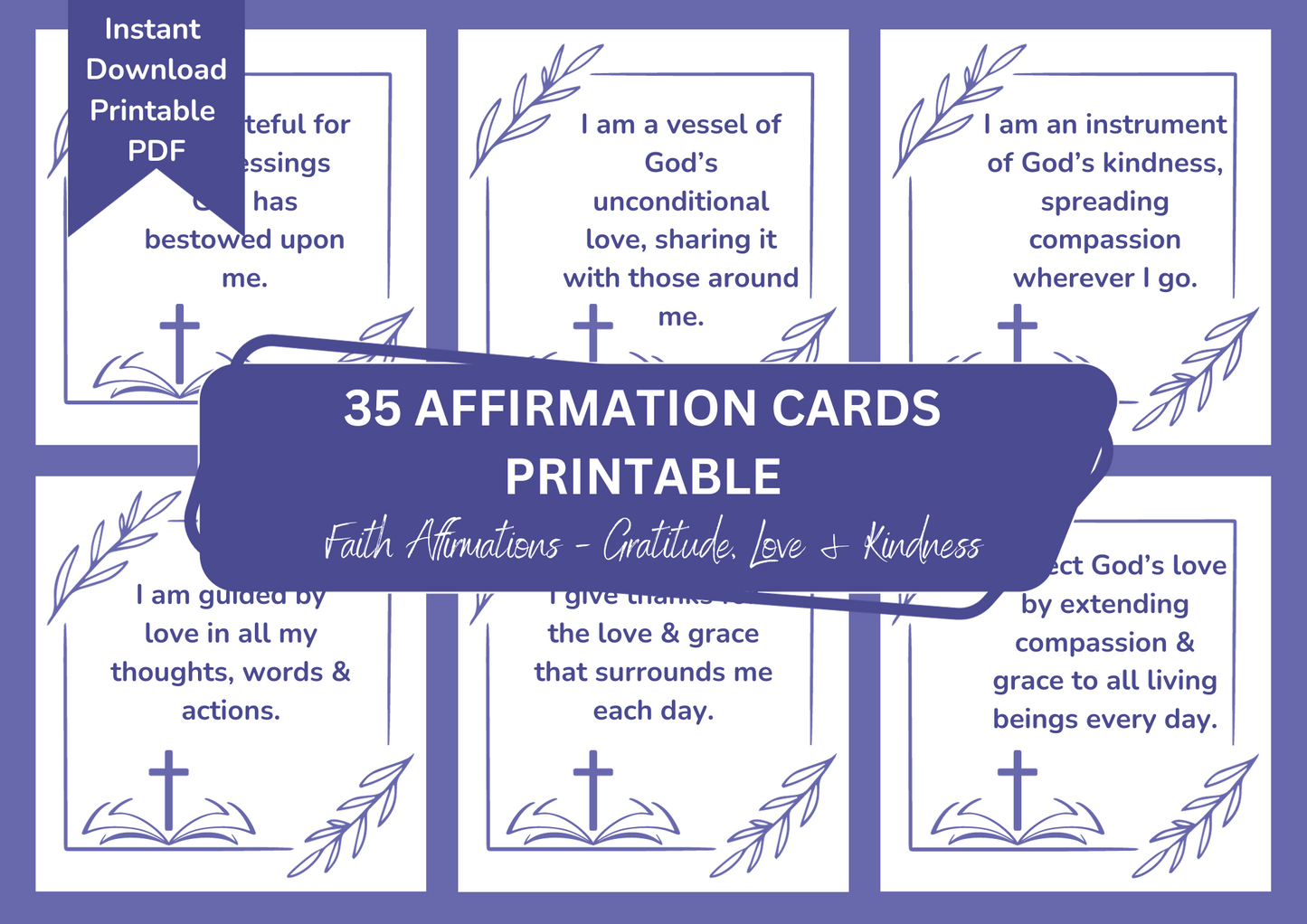 Affirmation Cards Printable - Faith Affirmations for Gratitude, Love & Kindness