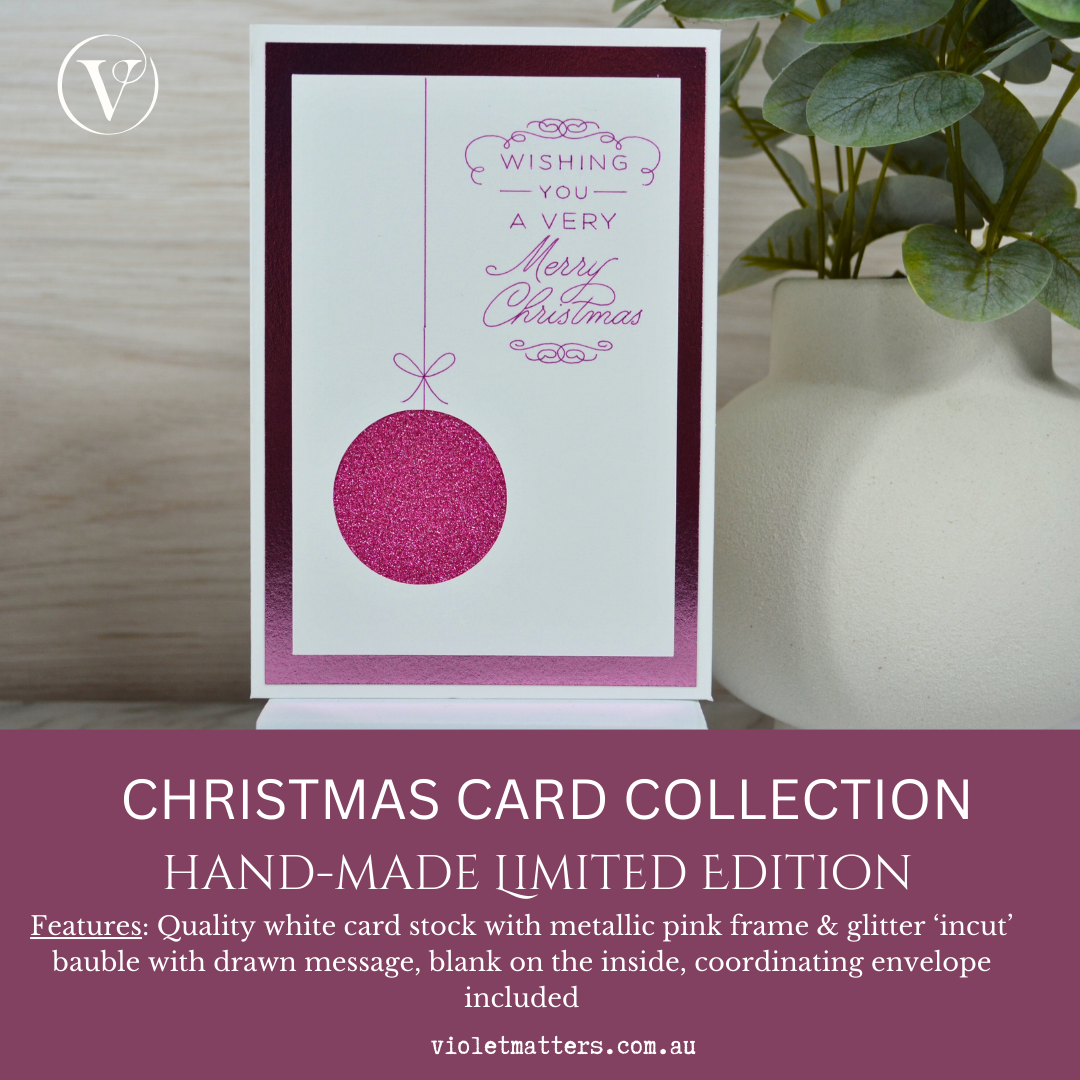 Modern Pink Christmas Card with Envelope