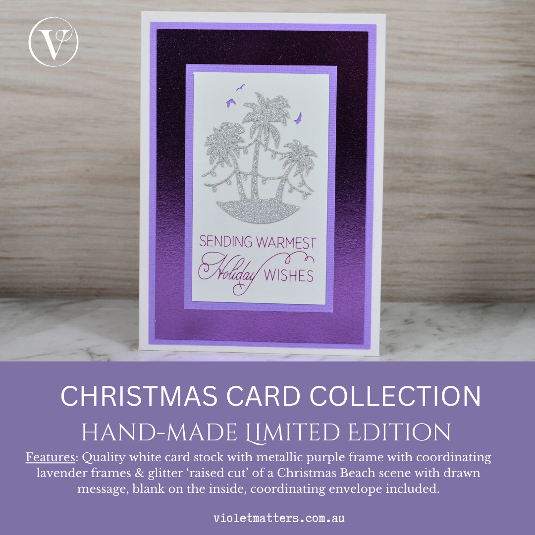 Modern Purple Beach Christmas Card with Envelope