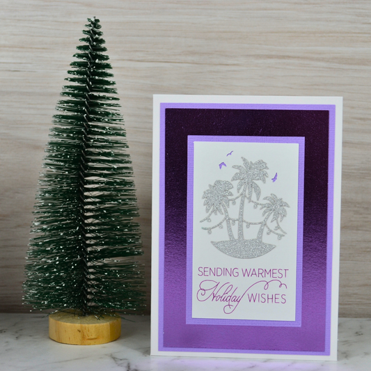 Modern Purple Beach Christmas Card with Envelope