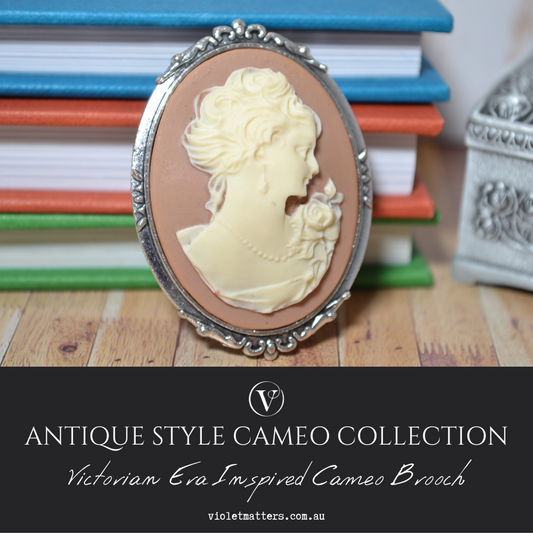 Antique Style Victorian Era Inspired Cameo Brooch - Portrait of a Lady