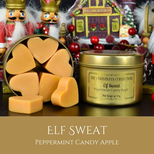 Elf Sweat: Peppermint Candy Apple - Eco Soy Christmas Wax Melt Tin