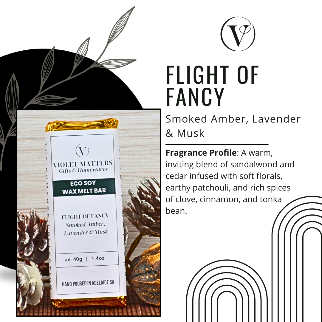 Flight of Fancy: Smoked Amber, Lavender & Musk - Eco Soy Wax Melt Bar