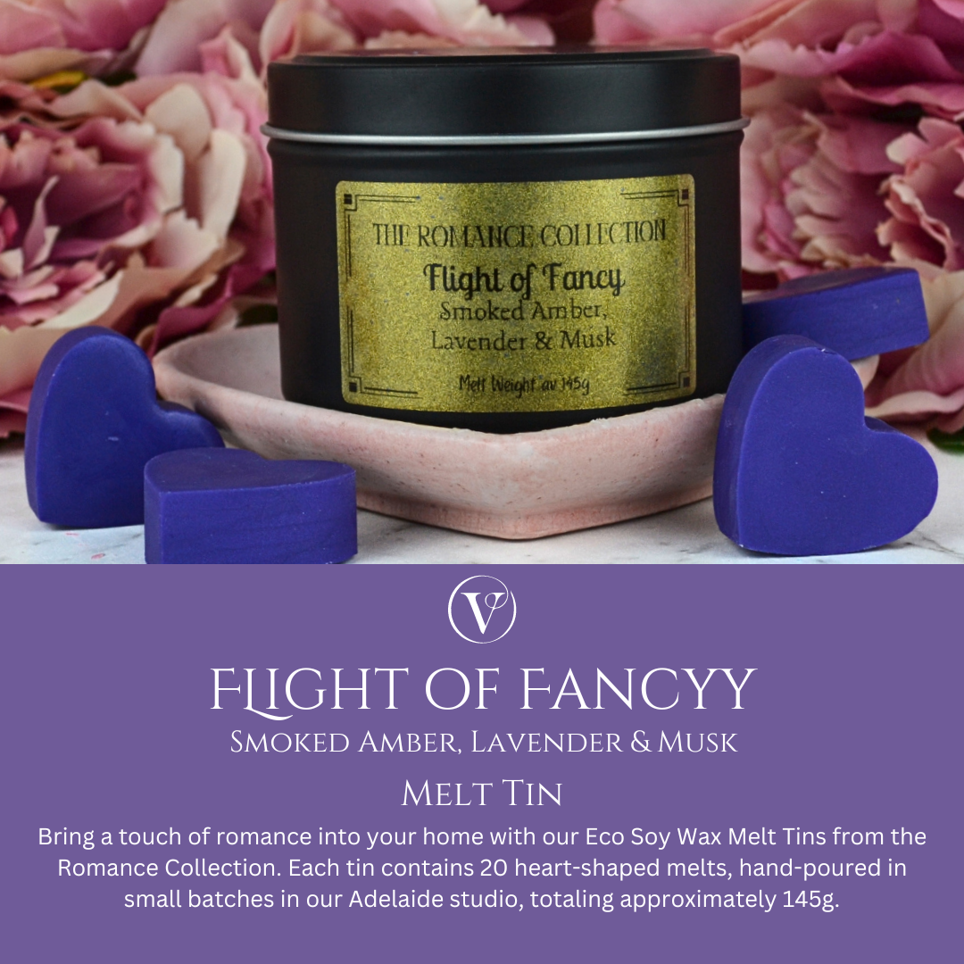 Flight of Fancy: Smoked Amber & Lavender & Musk - Eco Soy Wax Melt Tin