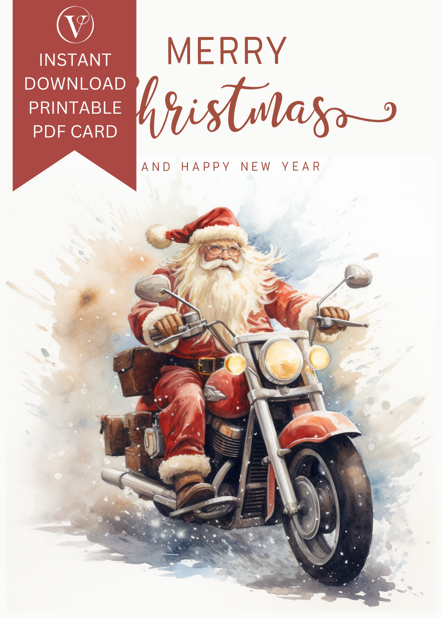 Cool Santa Printable Christmas A5 Card