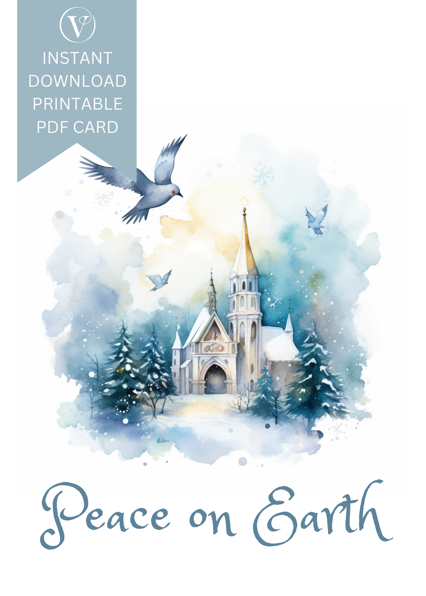 Peace on Earth Printable Christmas A5 Card