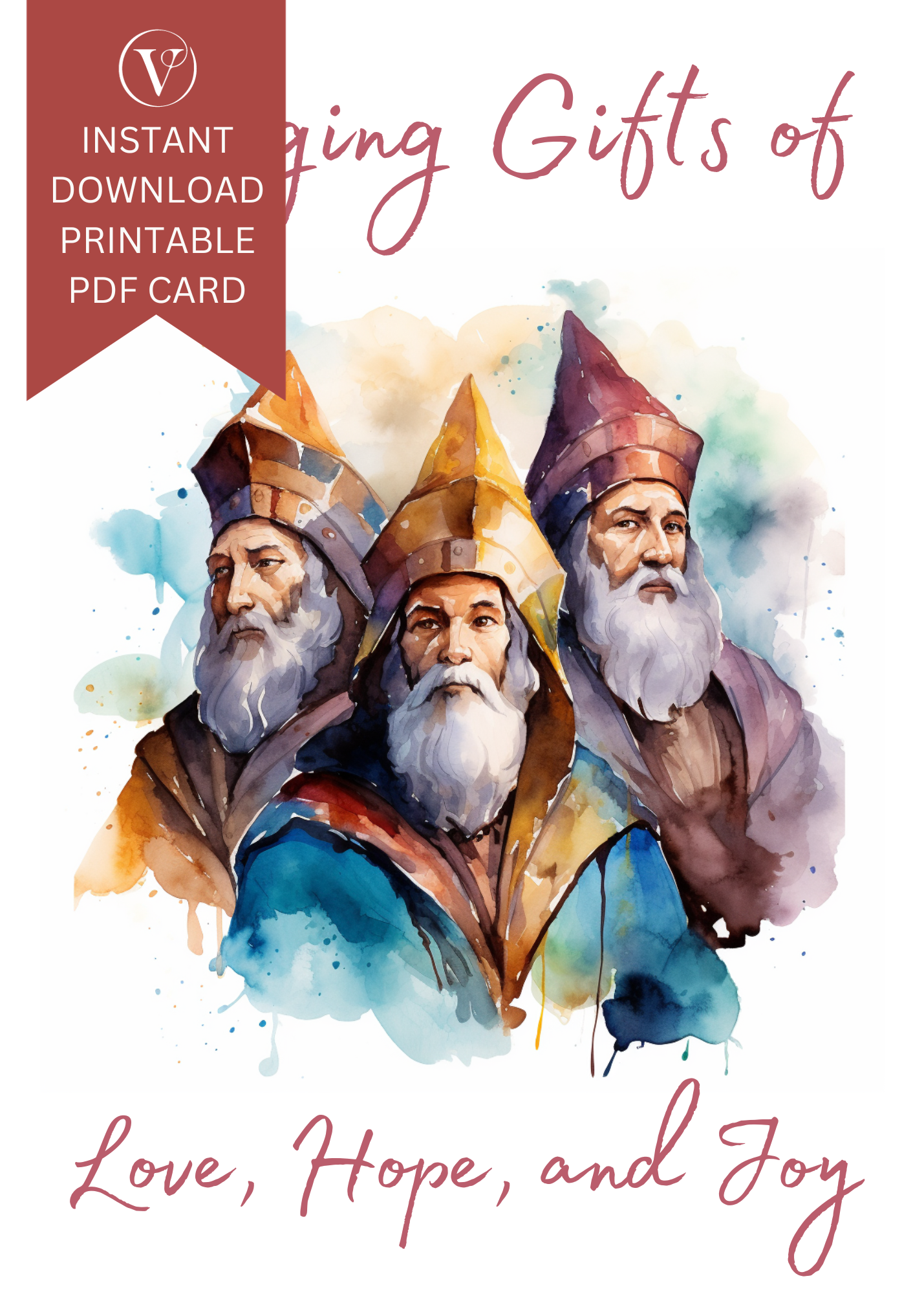 Printable Faith Christmas A5 Card - Three Wisemen