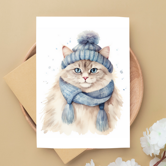 Beautiful Ragdoll Cat Blank A5 Printable Card