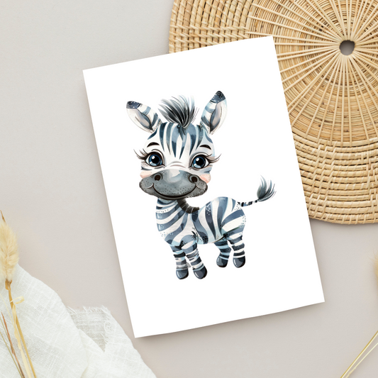 Blank A5 Printable Zebra Card - Printable Card