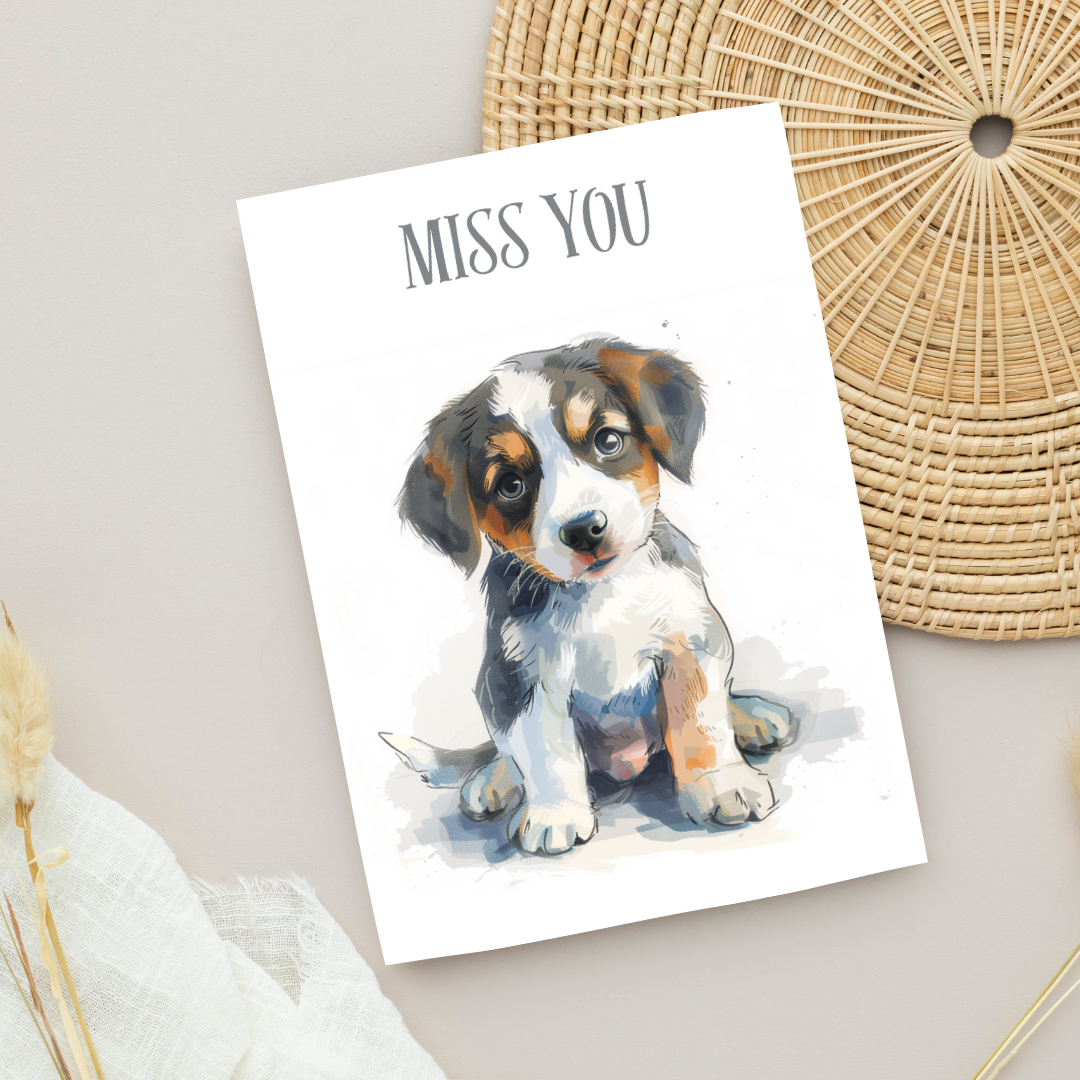 Cute Blank A5 Printable Miss You Card - Printable Card