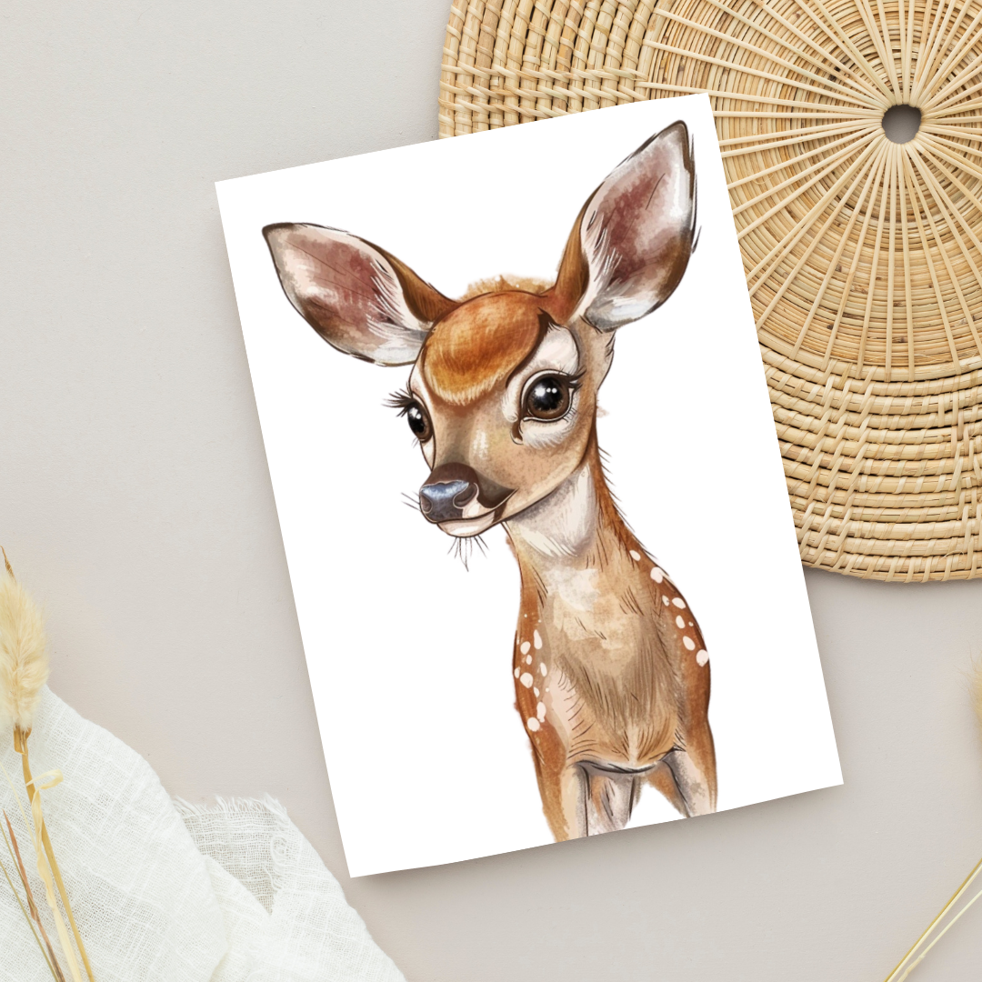 Blank A5 Printable Baby Fawn Card - Printable Card