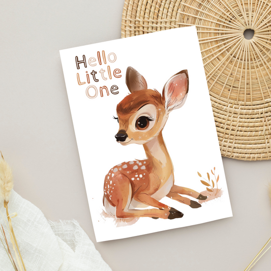 Blank A5 Printable Welcome Baby Fawn Card - Printable Card
