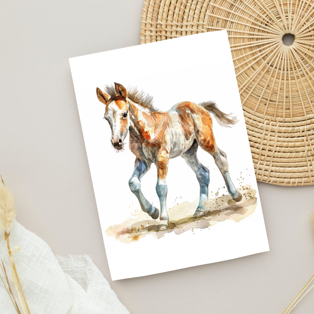 Blank A5 Printable Baby Foal Card - Printable Card