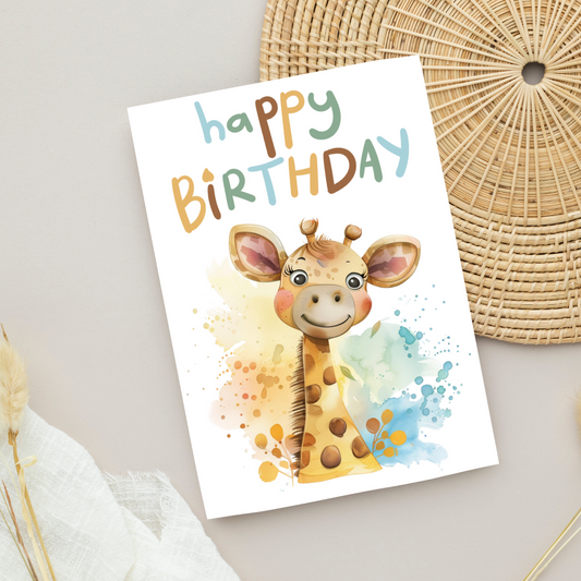 Blank A5 Cute Printable 'Happy Birthday' Card - Printable Card