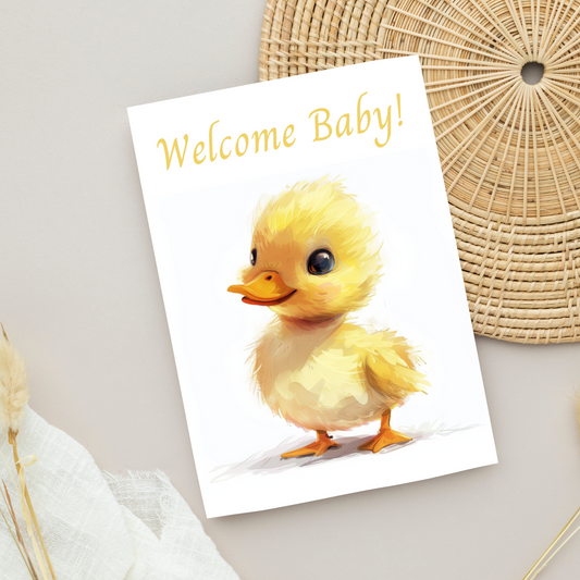 Blank A5 Cute Animal Printable Welcome Baby Card - Printable Card