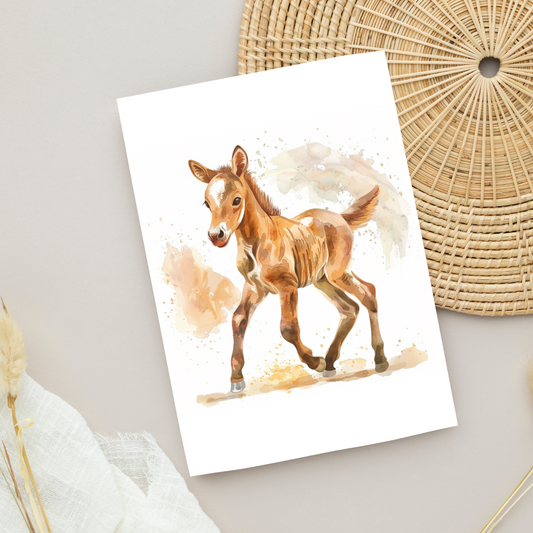Blank A5 Cute Animal Printable Baby Foal Card - Printable Card