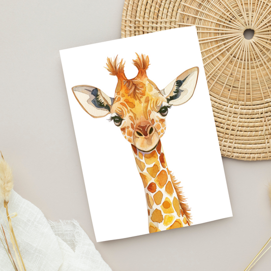 Blank A5 Cute Animal Printable Giraffe Card - Printable Card