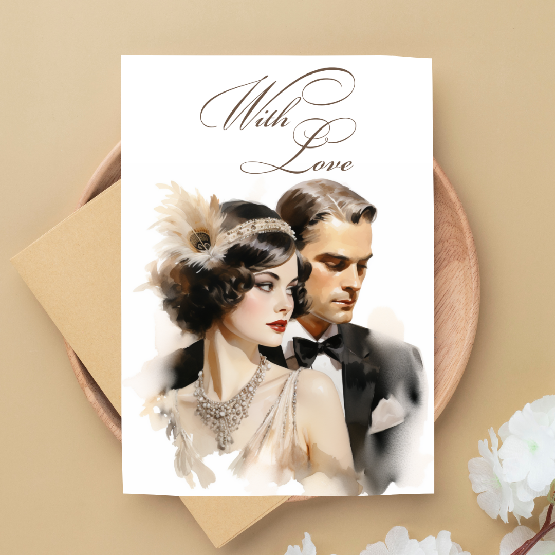 Roaring 20s Inspired With Love Blank A5 Printable Card