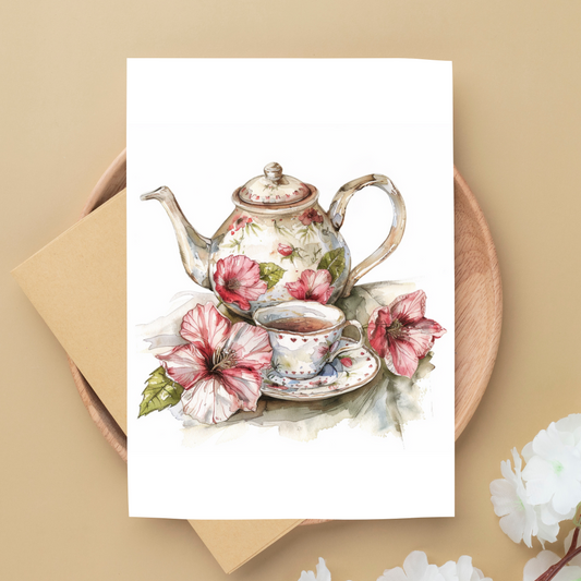 Blank A5 Tea Time Card - Printable Card