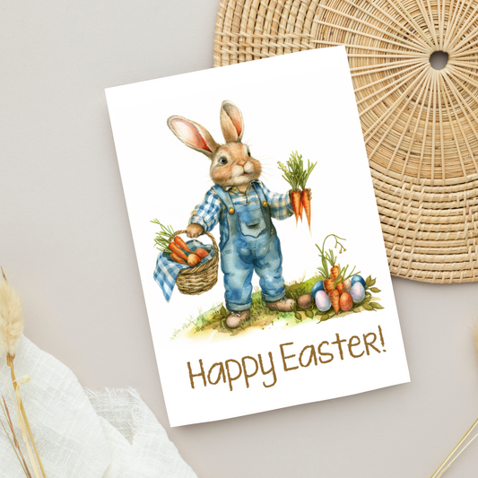 Blank A5 Printable Easter Bunny Card - Printable Card