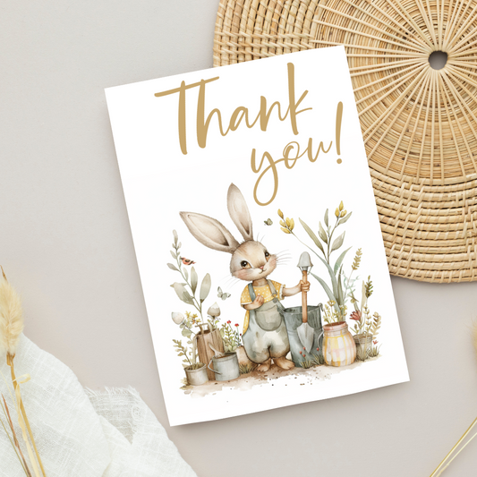 Cute Blank A5 Printable Thank You Bunny Card - Printable Card