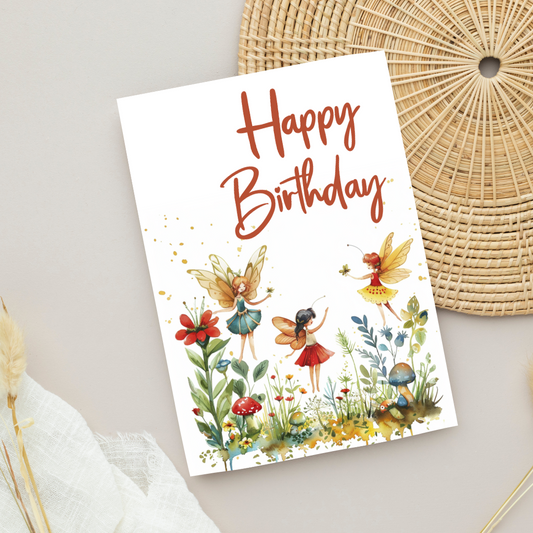 Blank A5 Printable Happy Birthday Fairy Card - Printable Card