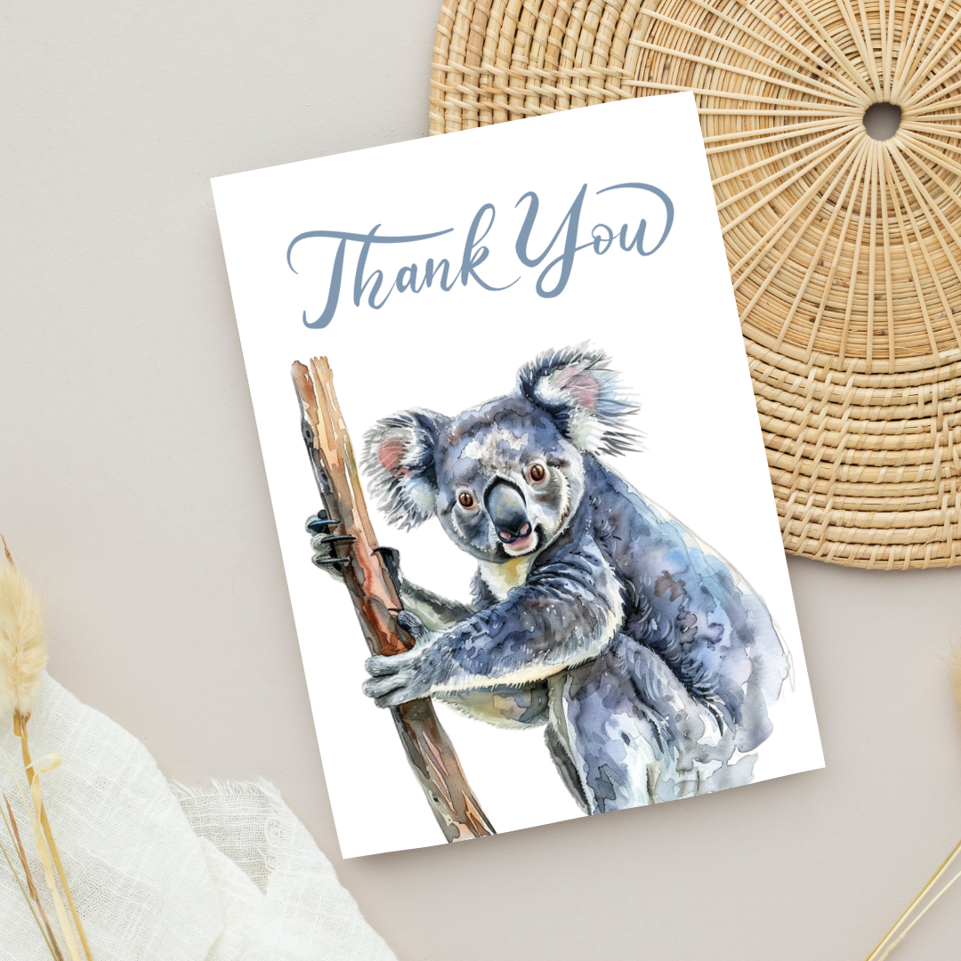 Blank A5 Printable Thank You Koala Card - Printable Card