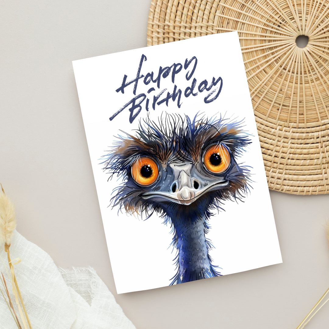 Blank A5 Printable Happy Birthday Emu Card - Printable Card – Violet ...