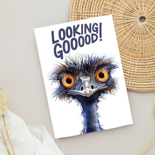 Blank A5 Printable Looking Good Emu Card - Printable Card