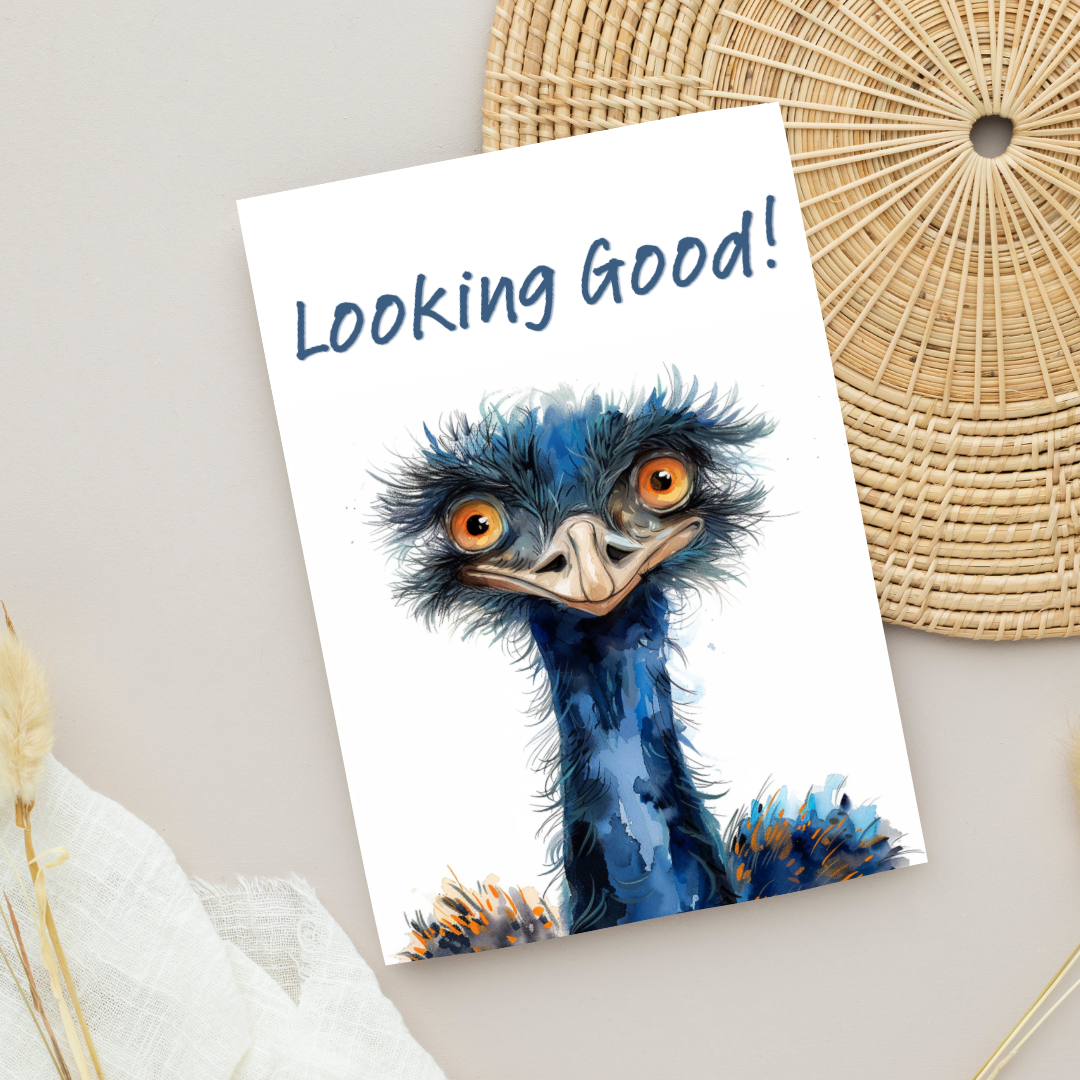 Blank A5 Printable Looking Good Emu Card - Printable Card