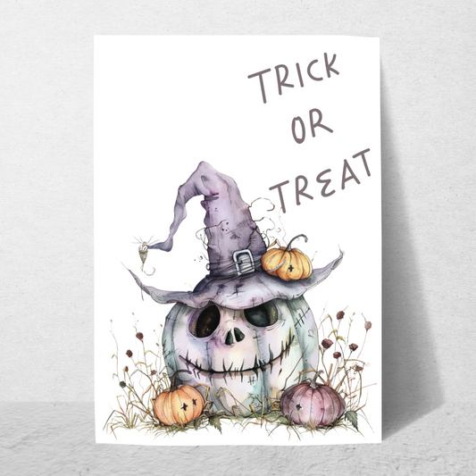 Fun Blank A5 Printable Trick or Treat Halloween Card