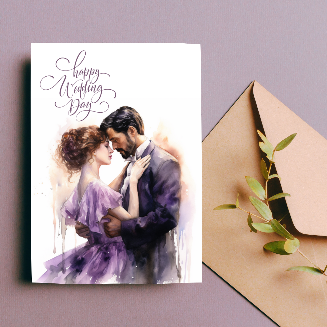 Romantic Victorian Era Inspired Blank A5 Printable Wedding Card