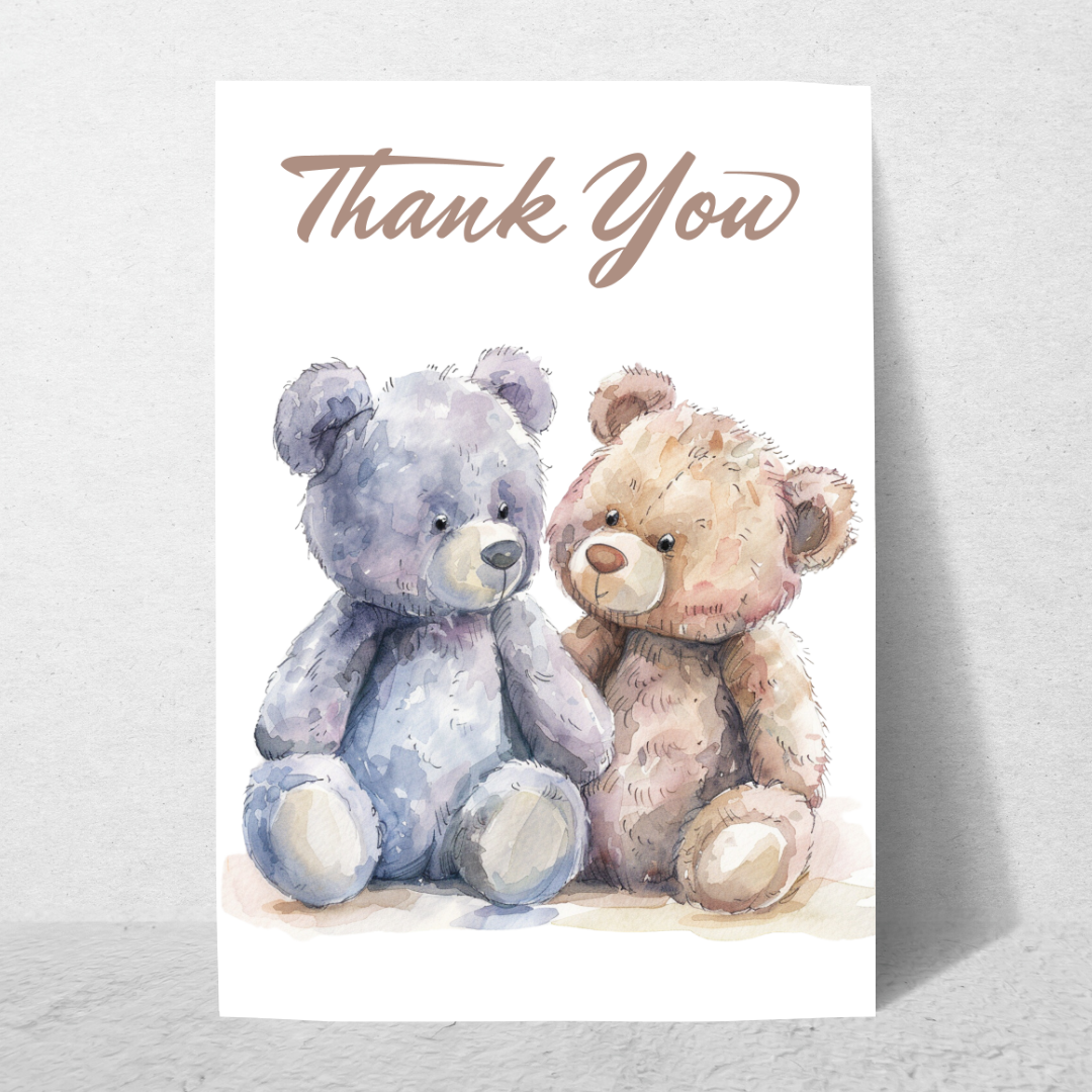 Cute Blank Bear A5 Printable 'Thank You' Card - Printable Card