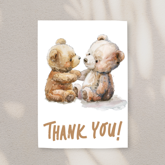 Cute Blank Bear A5 Printable 'Thank You' Card - Printable Card