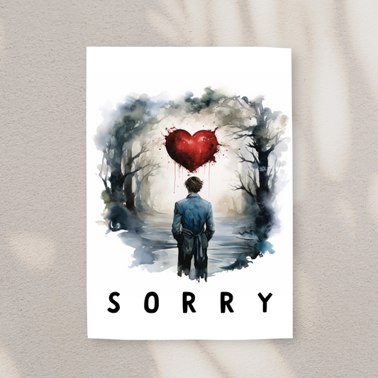 Moody Poe Inspired Blank A5 Printable Sorry Card