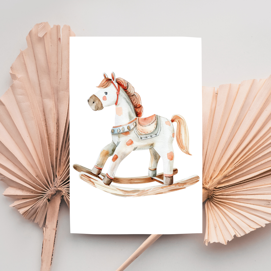 Rocking Visual Card Fun Blank A5 Printable Rocking Horse Cards - Printable Card – Violet ...