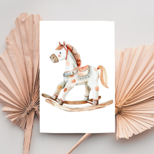 Fun Blank A5 Printable Rocking Horse Cards - Printable Card