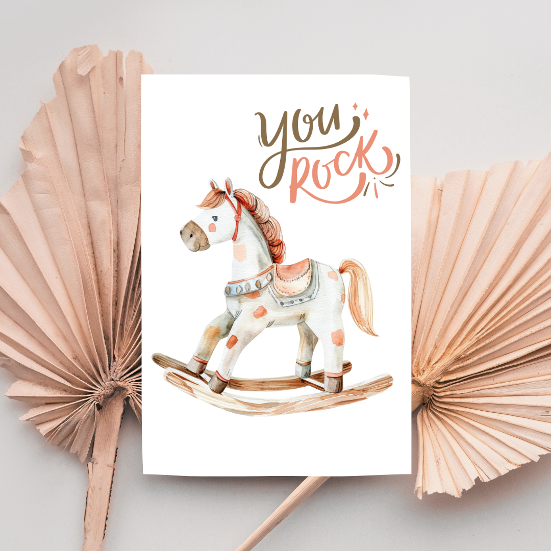 Fun Blank A5 Printable Rocking Horse Cards - Printable Card