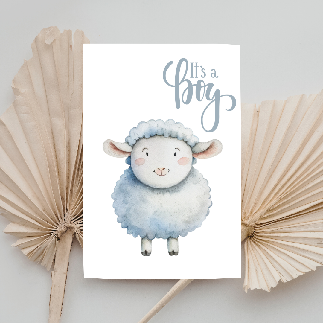Sweet Blank A5 Printable 'It's A Boy' Baby Card