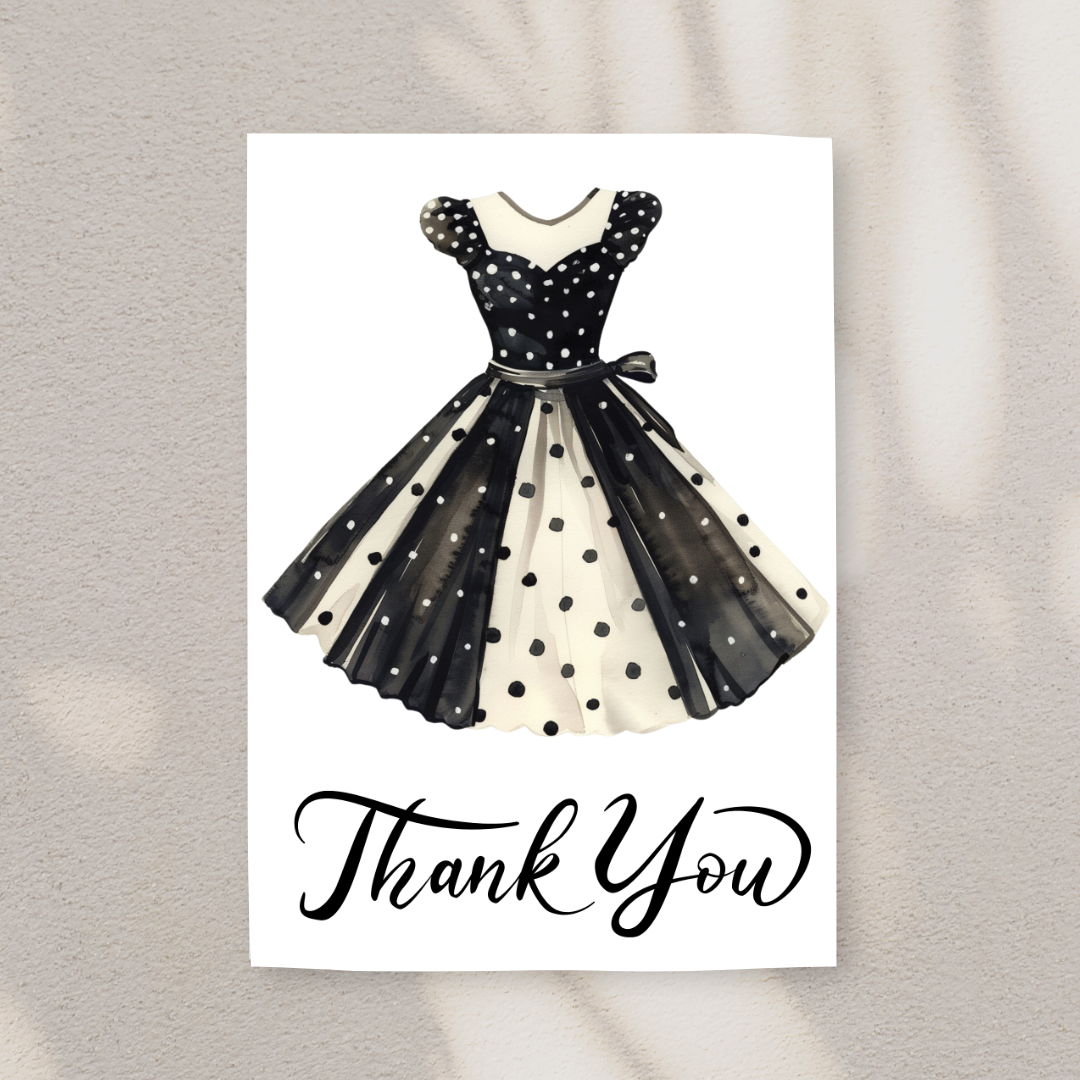 Charming Blank A5 Printable Thank You Card