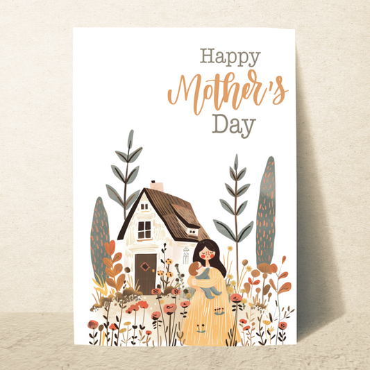 Charming Blank A5 Printable Cottagecore Inspired Mother's Day Card