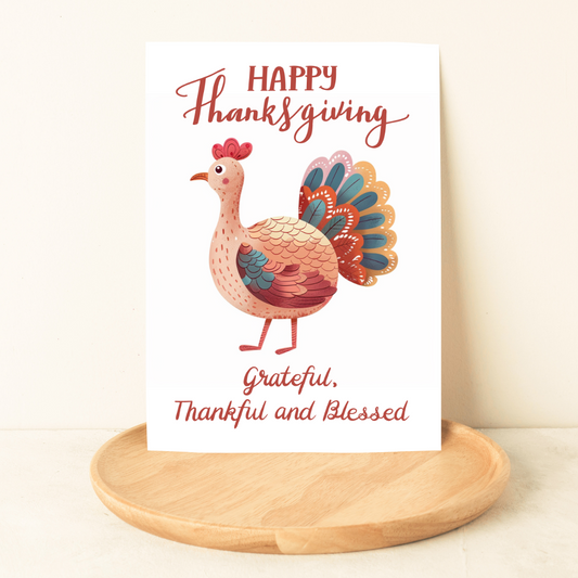 Blank A5 Printable Happy Thanksgiving Card