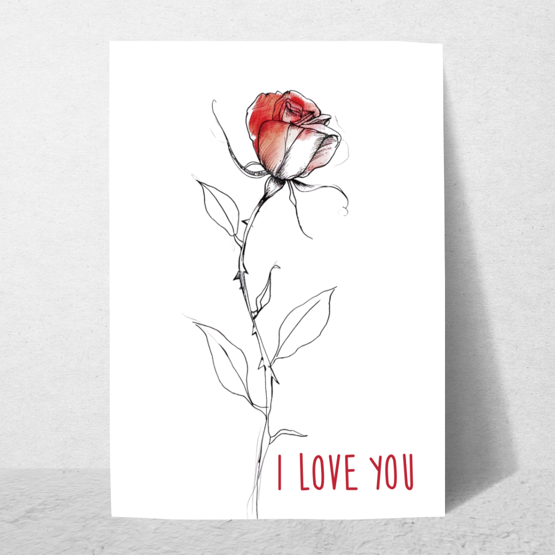 Minimalist Style Blank A5 Printable 'I Love You' Card