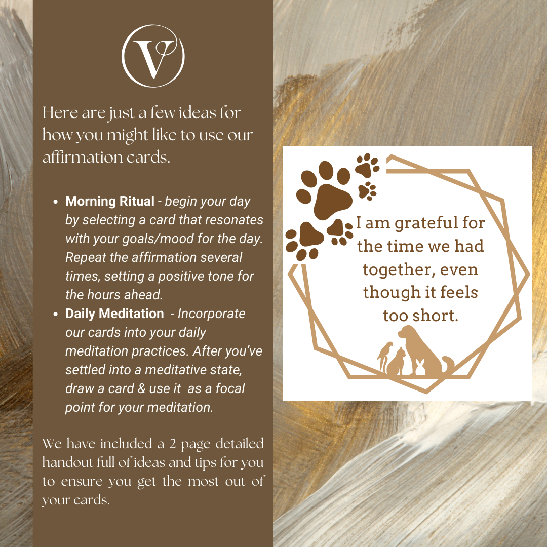 Affirmation Cards Printable - Comforting Pet Memorial Affirmations for Coping with Loss & Grief