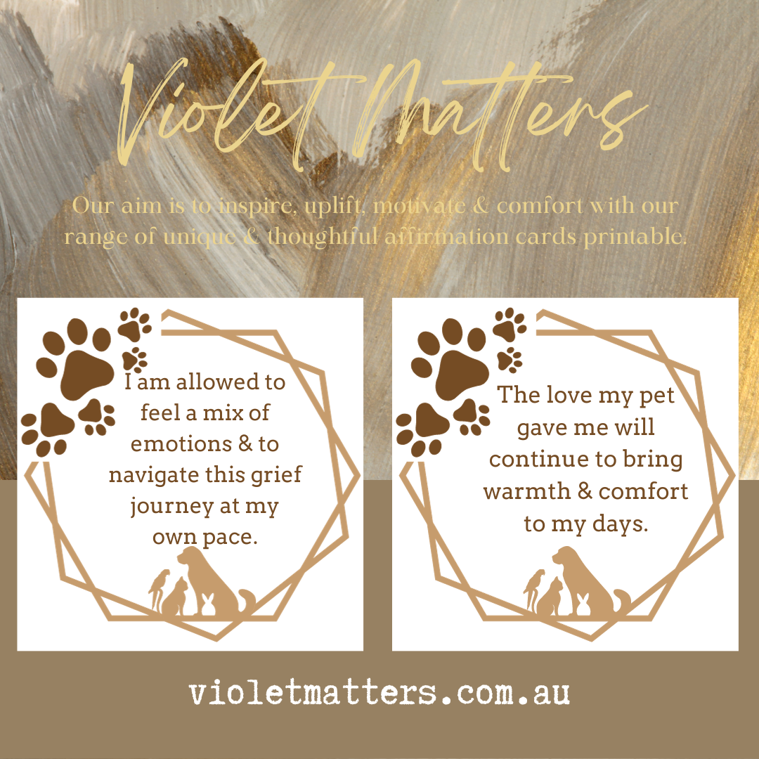 Printable Affirmation Card Set - Digital Download PDF - Comforting Pet Memorial Affirmations for Coping with Loss & Grief